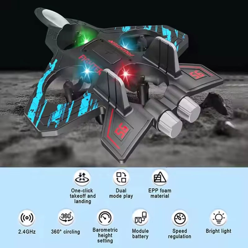 RC Glider Helicopter 2.4G EPP Stunt Gravity Sensing Foam Fighter Remote Control Jet Airplane with Light