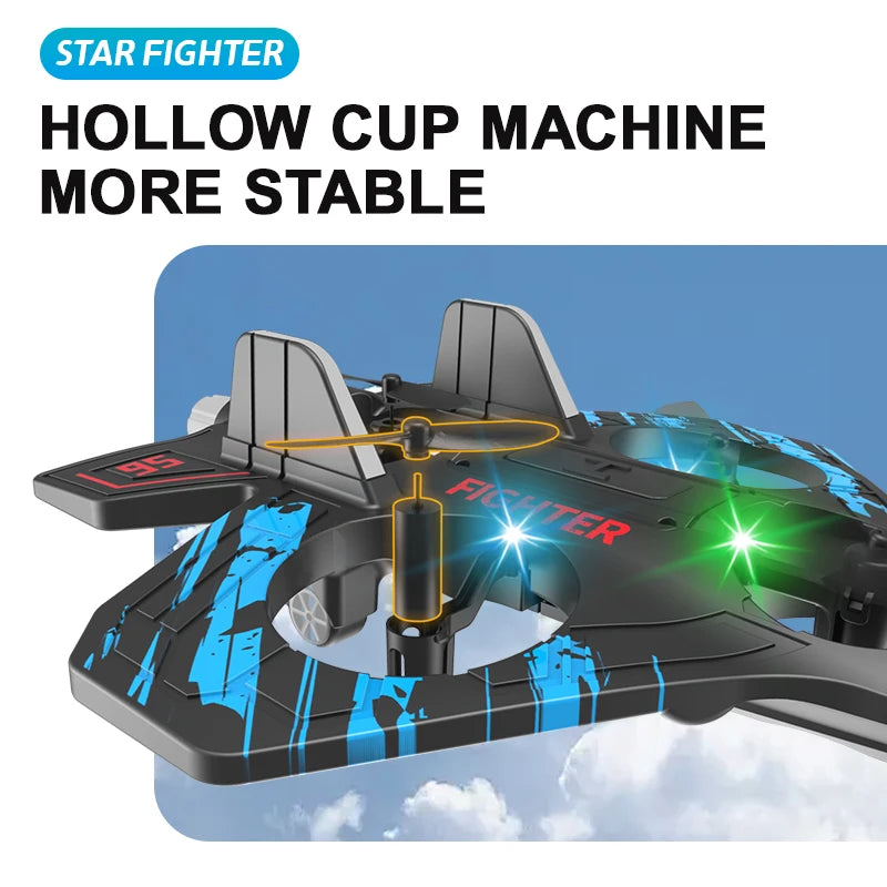 RC Glider Helicopter 2.4G EPP Stunt Gravity Sensing Foam Fighter Remote Control Jet Airplane with Light