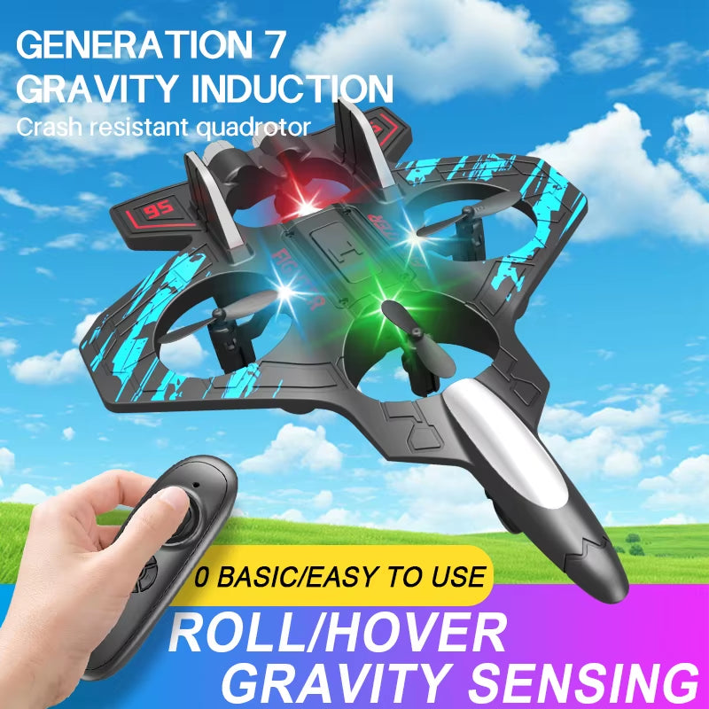 RC Glider Helicopter 2.4G EPP Stunt Gravity Sensing Foam Fighter Remote Control Jet Airplane with Light